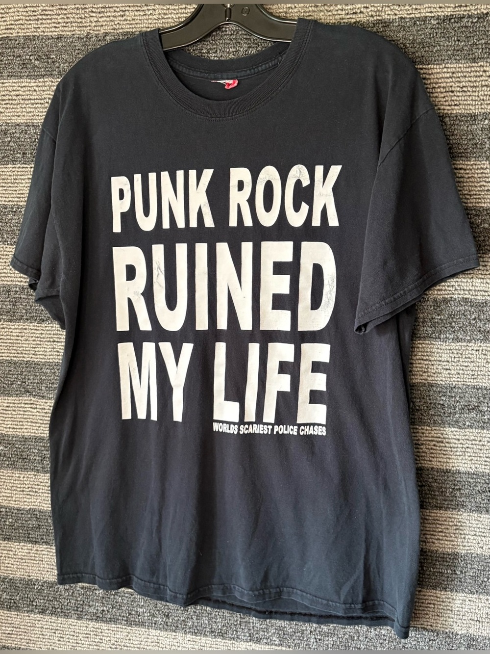 Vintage Y2K Black 'Punk Rock Ruined My Life' Graphic T-Shirt Men’s Large